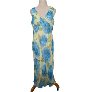 True Y2K Bias Cut Chiffon Lined V-Neck Dress Floral